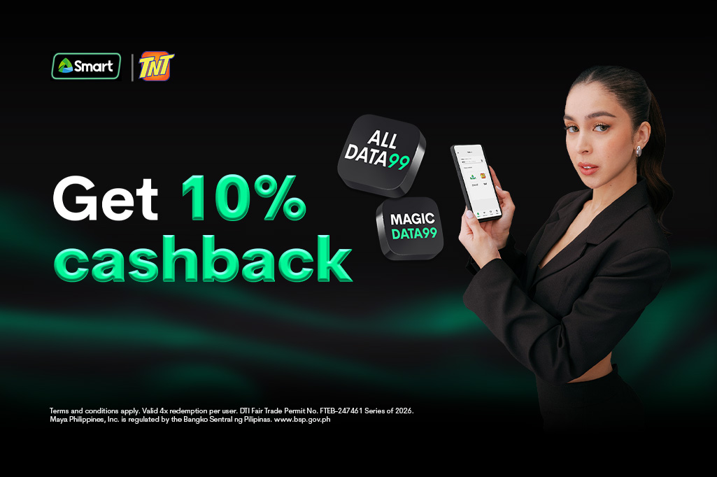 Get 10% cashback on Maya-exclusive Smart load purchases! 